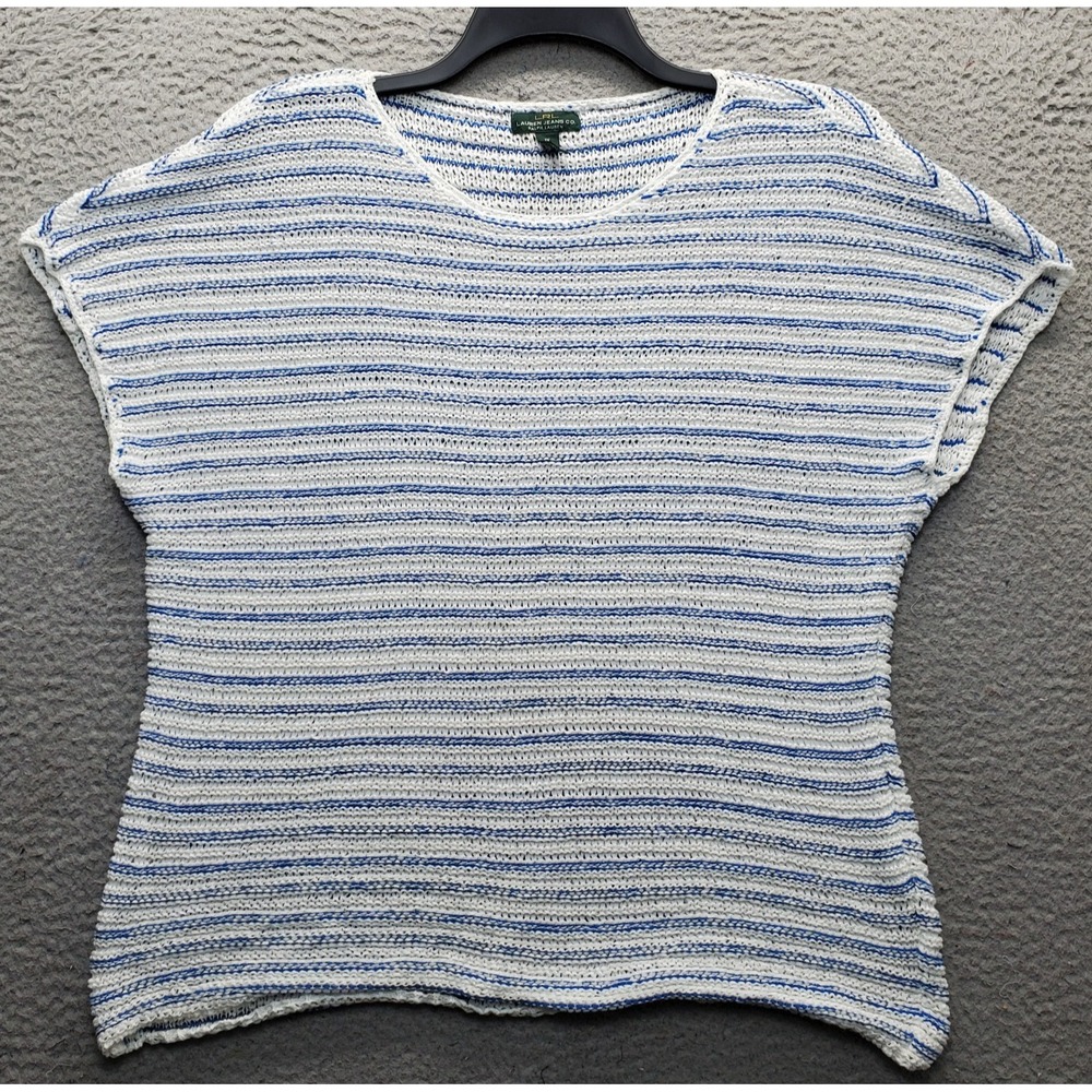 Lauren Jeans Co. Ralph Lauren Sheer Blouse Womens 1X Multi Striped Cap Sleeve